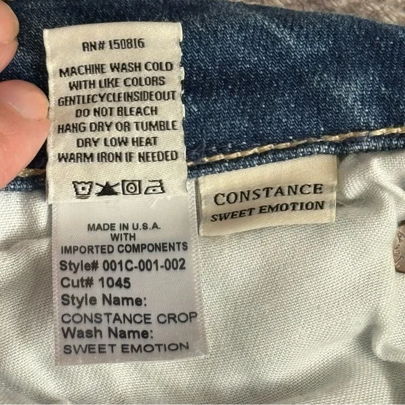 Trave Sweet Emotion Jeans Size 25 Button Fly Cropped Raw Hem Medium Wash MadeUSA - Picture 11 of 11